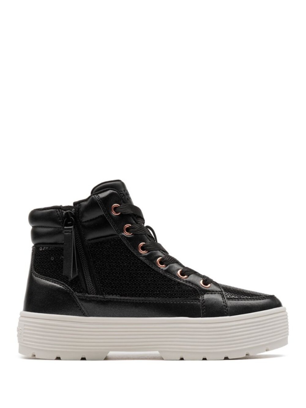 SKECHERS Kids' Elevated Sequin Supreme Sneakers Size 1 in Black/Rose Gold